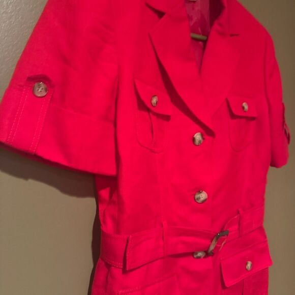 Tahari Safari Jacket Red Size 8P Classic - Picture 3 of 5